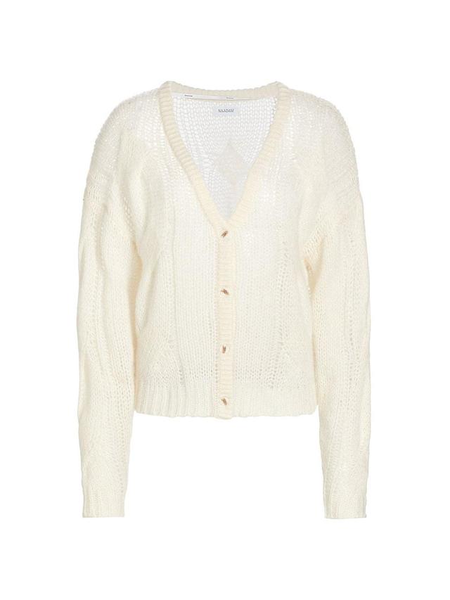 Womens Cable-Knit Wool & Cashmere Cardigan Product Image