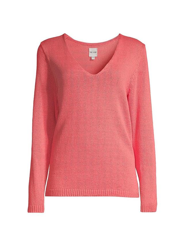 Womens Cotton V-Neck Sweater Product Image