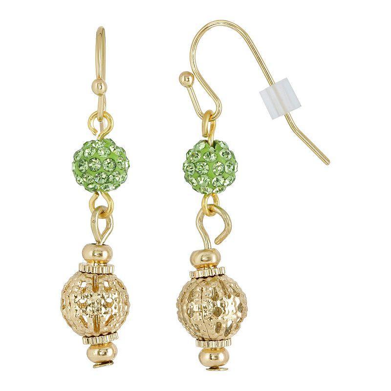 1928 Pink Fireball and Filigree Drop Earrings, Womens, Green Product Image