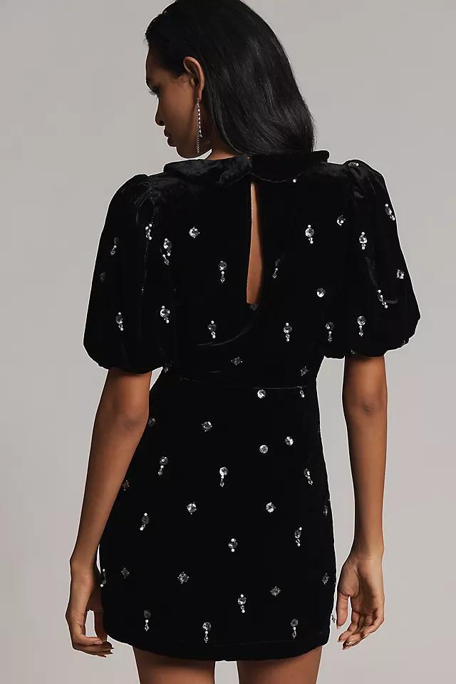 Maeve Short-Sleeve V-Neck Embellished Mini Dress Product Image