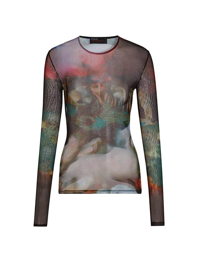 Womens Printed Mesh Top Product Image