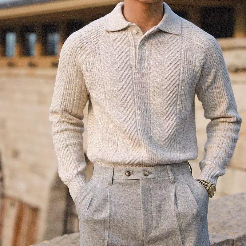 Long-Sleeve Knit Polo Shirt product image