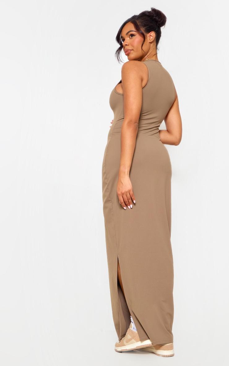 Maternity Mocha Snatched Sculpt Racer Bodycon Maxi Dress Product Image