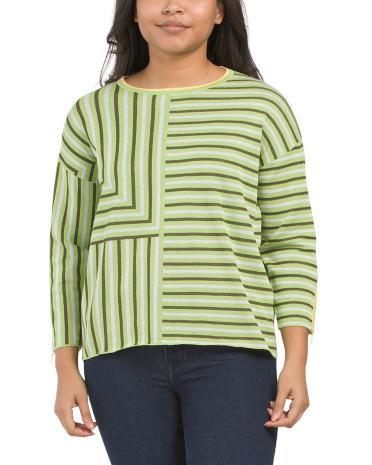 Pima Cotton Placed Stripe Sweater for Women Product Image