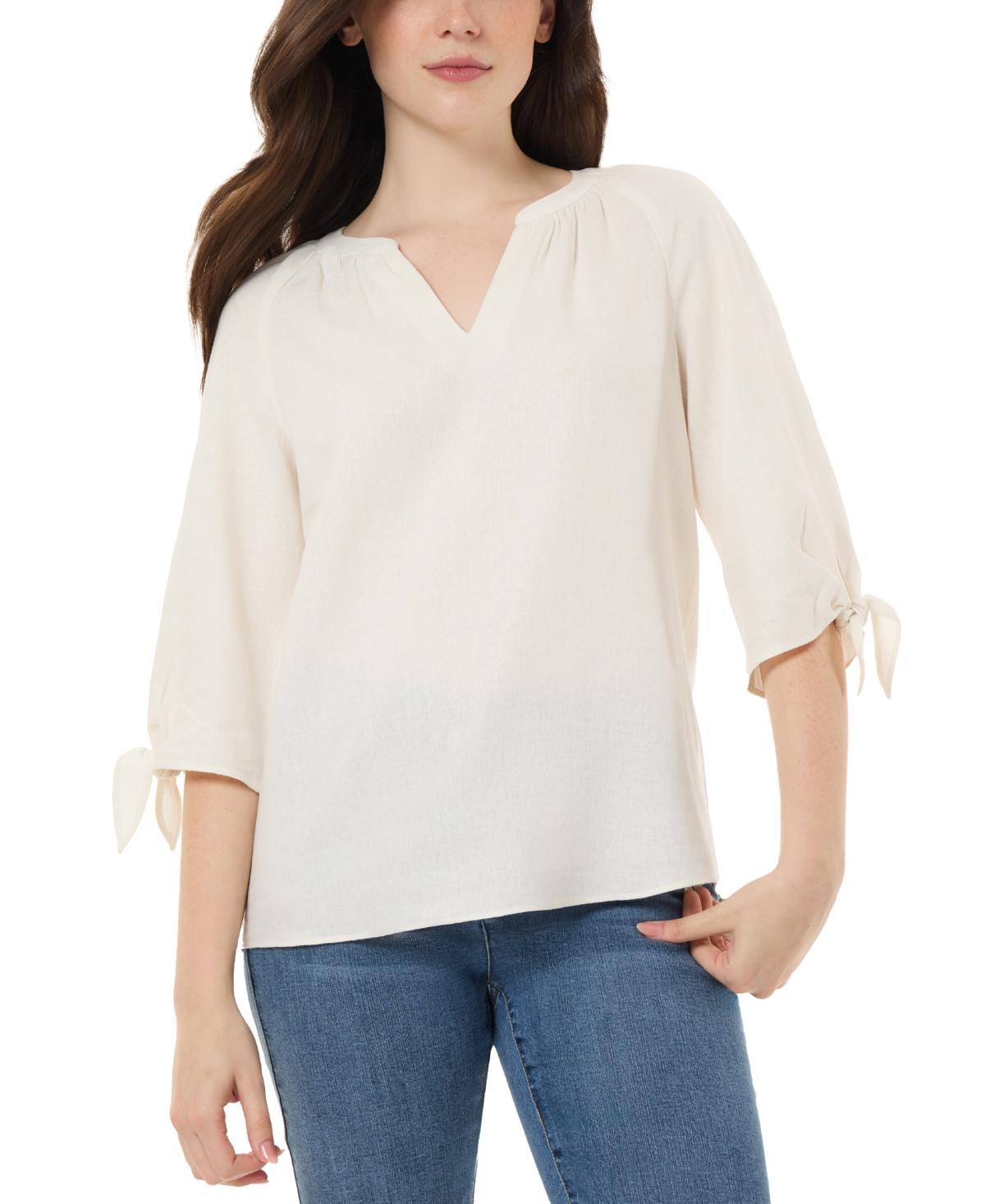 Jones New York Womens Split-Neck Elbow-Tie-Sleeve Top Product Image