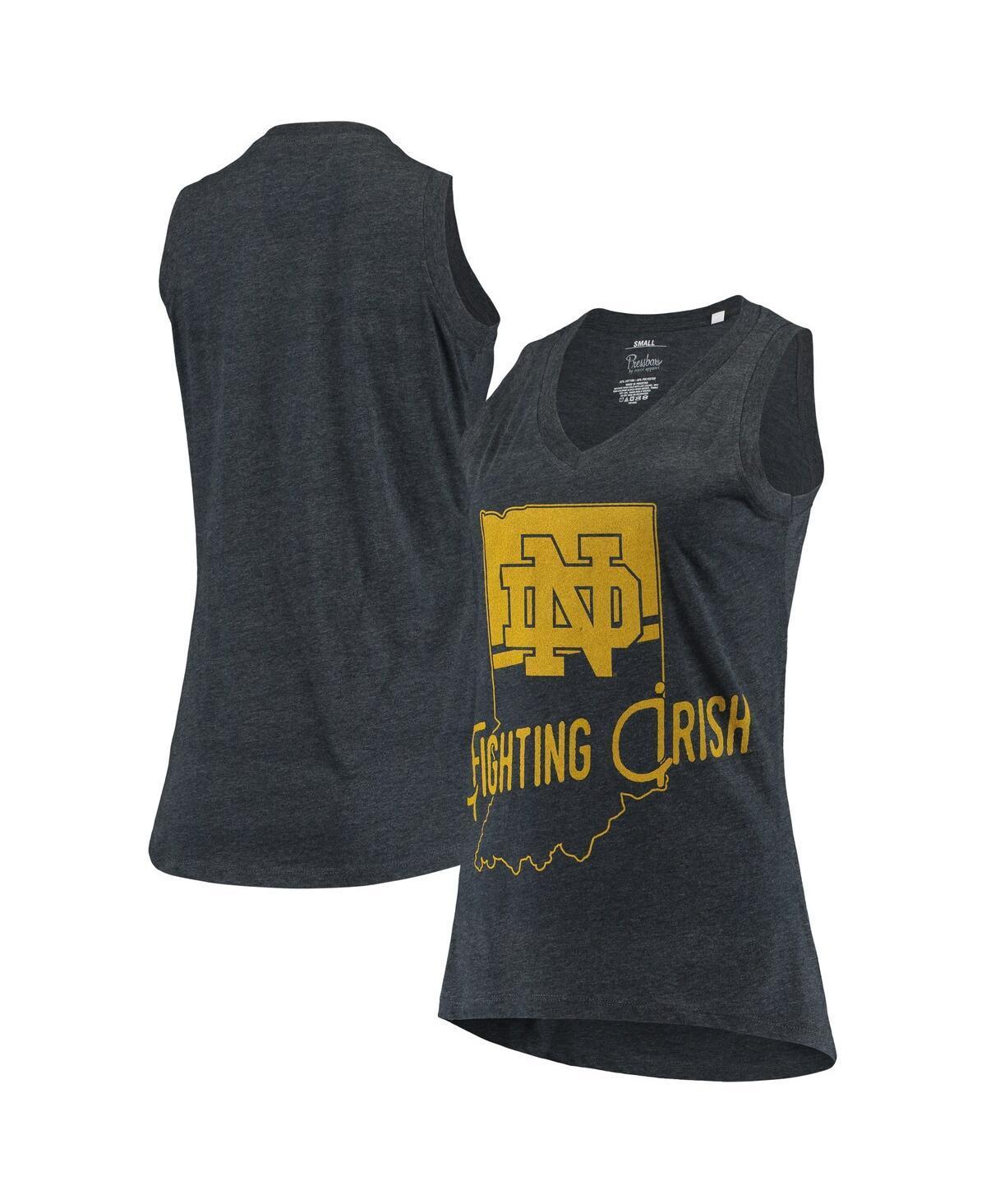 Womens Pressbox Heathered Navy Notre Dame Fighting Irish Ferris Melange V-Neck Tank Top Product Image