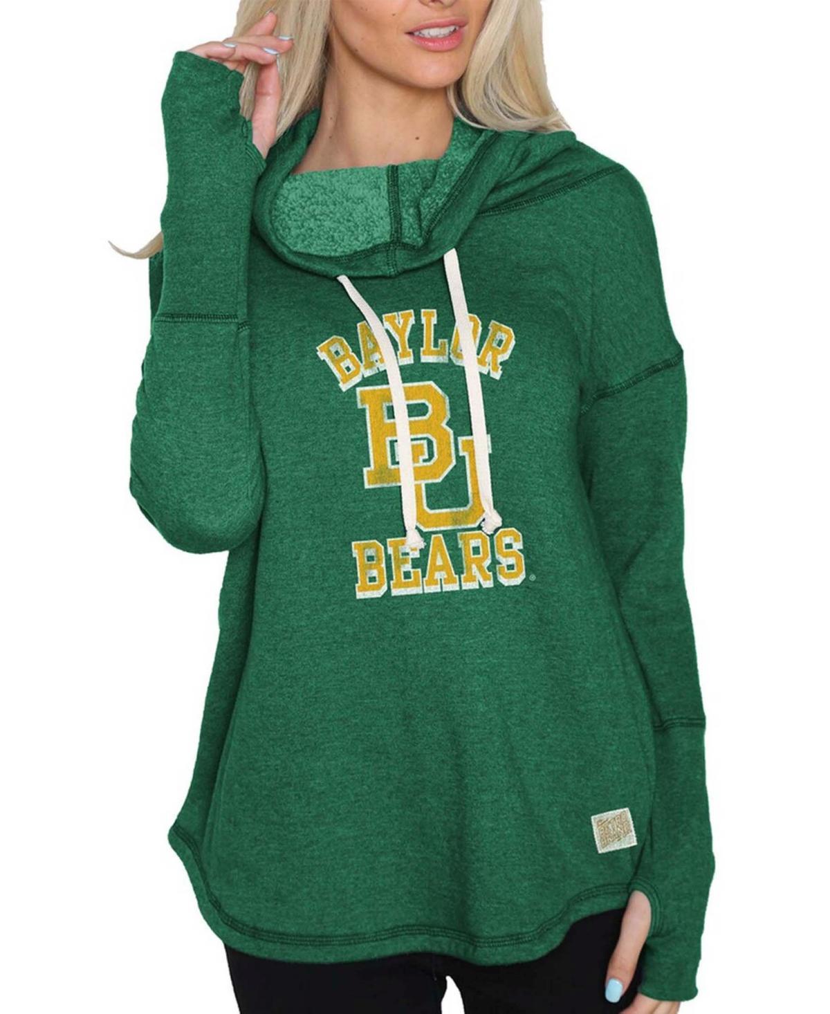 Womens Original Retro Brand Green Baylor Bears Funnel Neck Pullover Sweatshirt Product Image