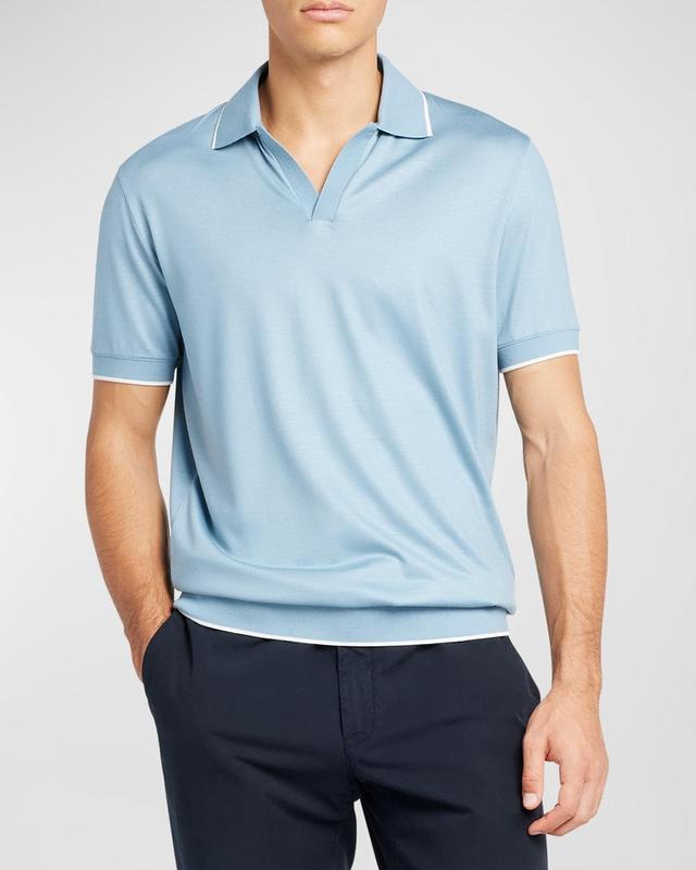 Mens Melange Open Collar Polo Shirt Product Image