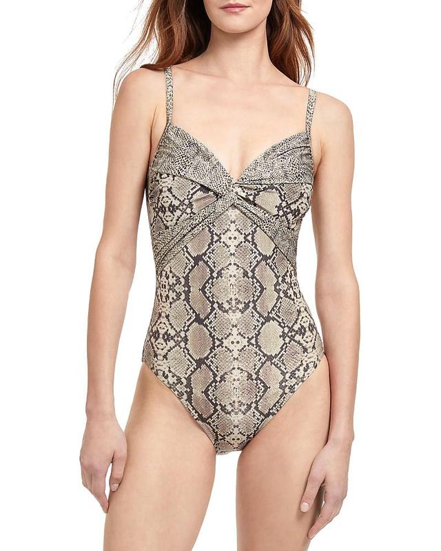 Womens Python V-Neck One-Piece Swimsuit Product Image