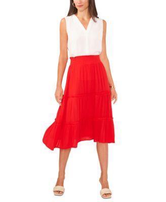 Vince Camuto Womens Solid-Color Tiered Pull-On Skirt Product Image