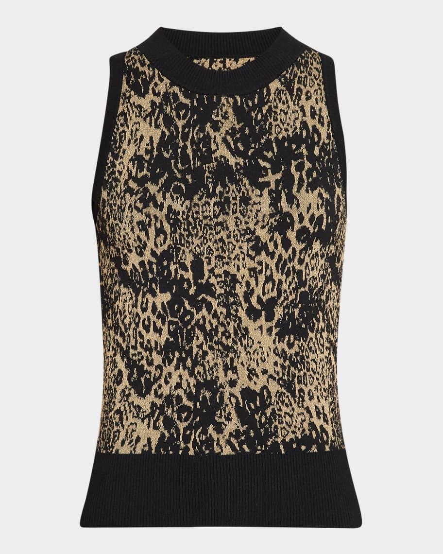 Yasmine Sleeveless Metallic Leopard Top Product Image