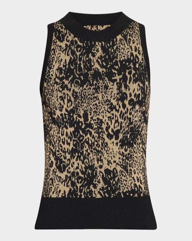 Yasmine Sleeveless Metallic Leopard Top Product Image