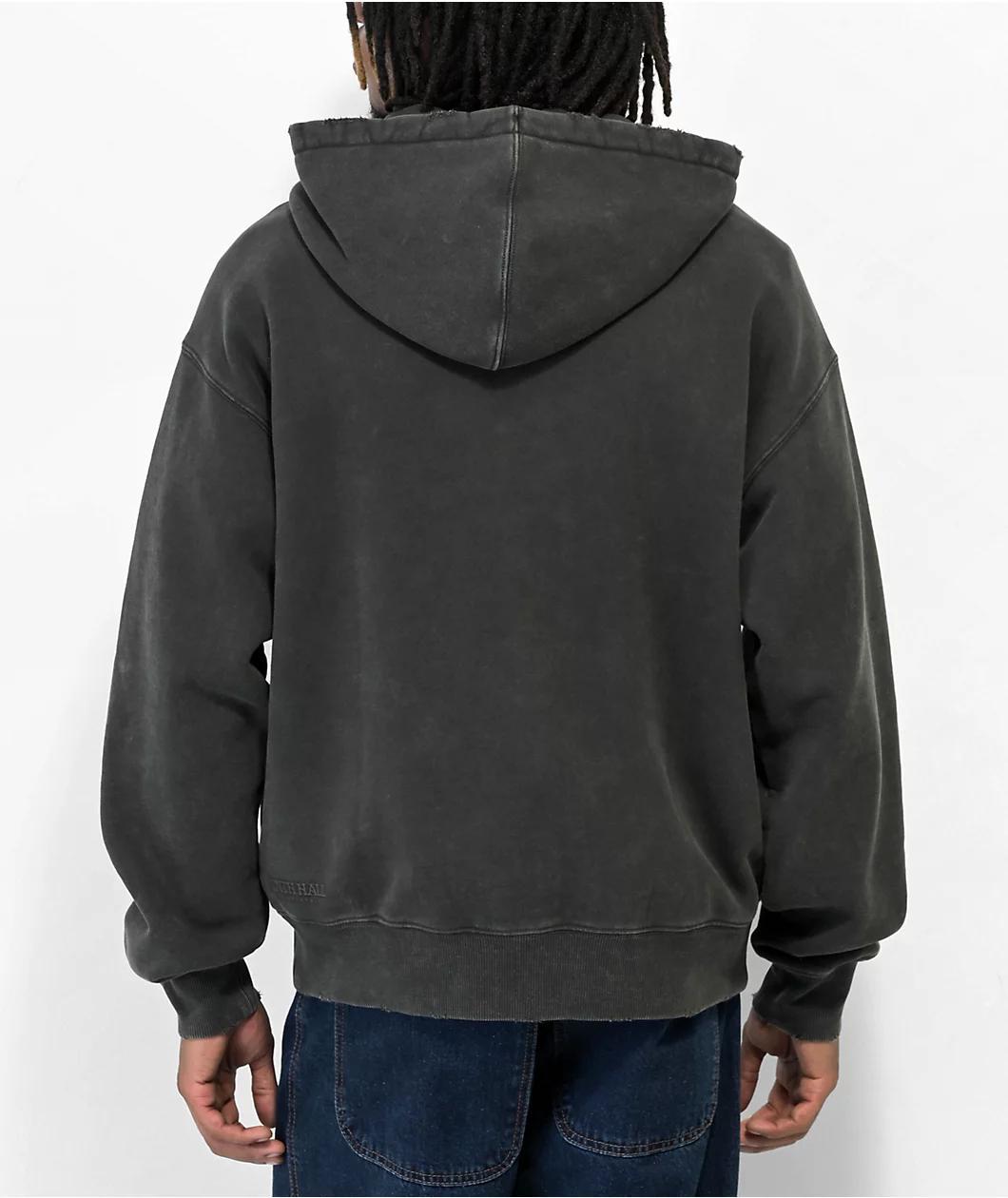 Ninth Hall Fundamentals Distressed Ash Boxy Zip Hoodie Product Image