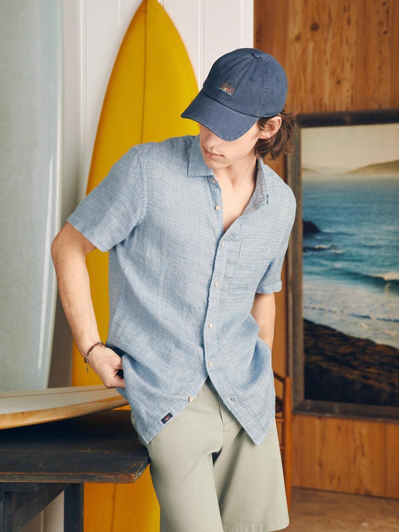 Short-Sleeve Palma Linen Shirt (Tall) - Blue Basketweave Product Image