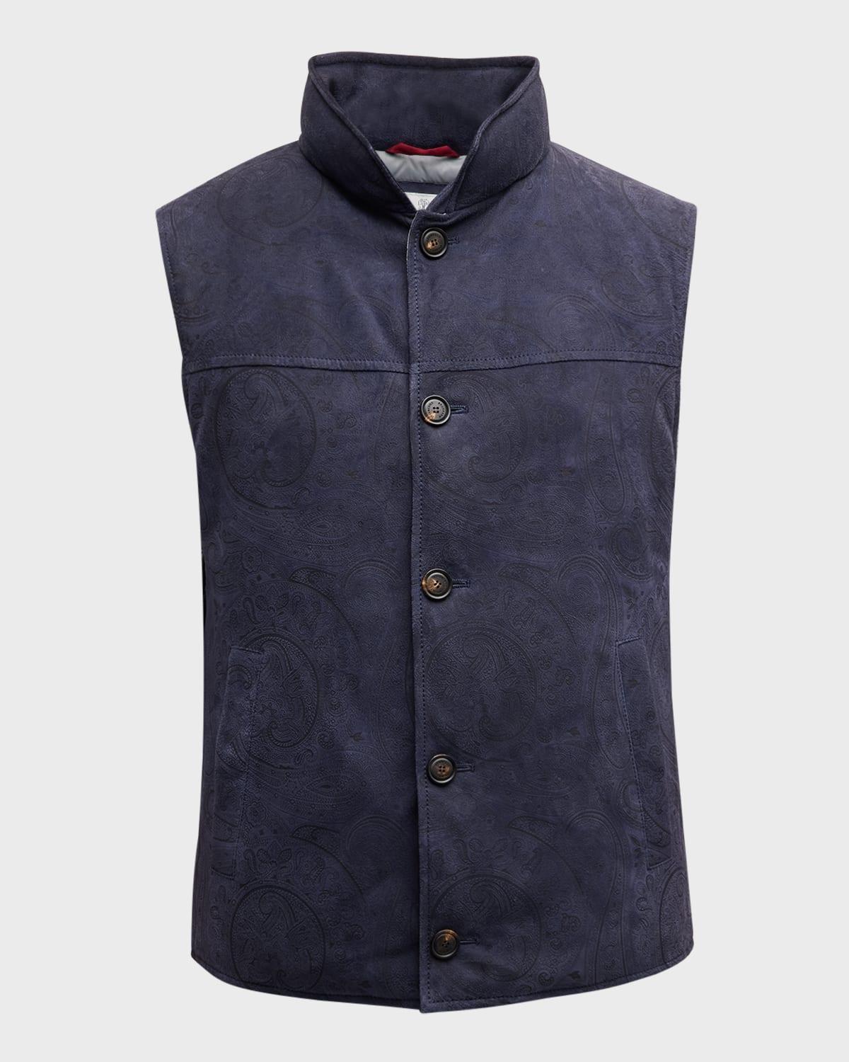 Men's Suede Paisley-Print Vest Product Image