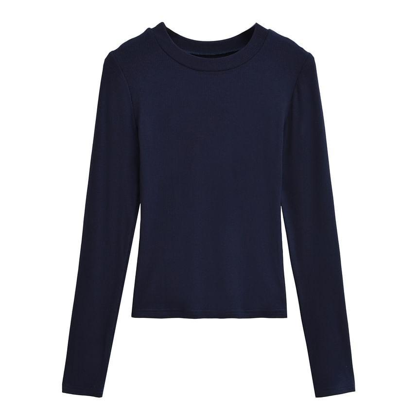 Long-Sleeve Crewneck Plain Tee Product Image