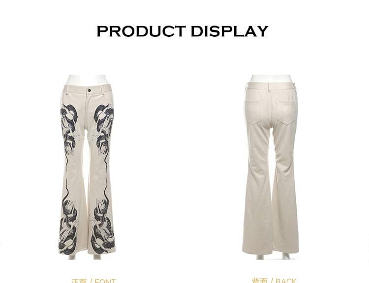 High Waist Snake Print Flared Pants Product Image