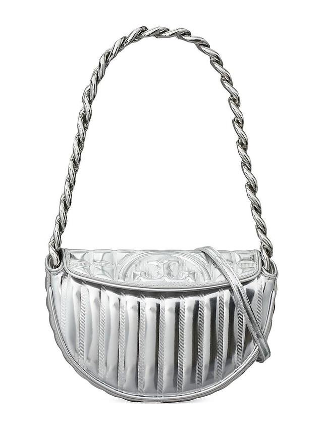 Womens Fleming Mini Metallic Leather Crescent Bag Product Image