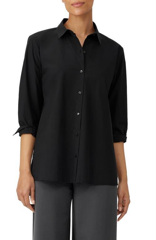 Eileen Fisher Classic Collar Easy Organic Cotton Button-Up Shirt Product Image