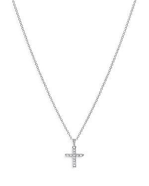 Womens White Gold Cable Collectibles Diamond Cross Pendant Necklace Product Image