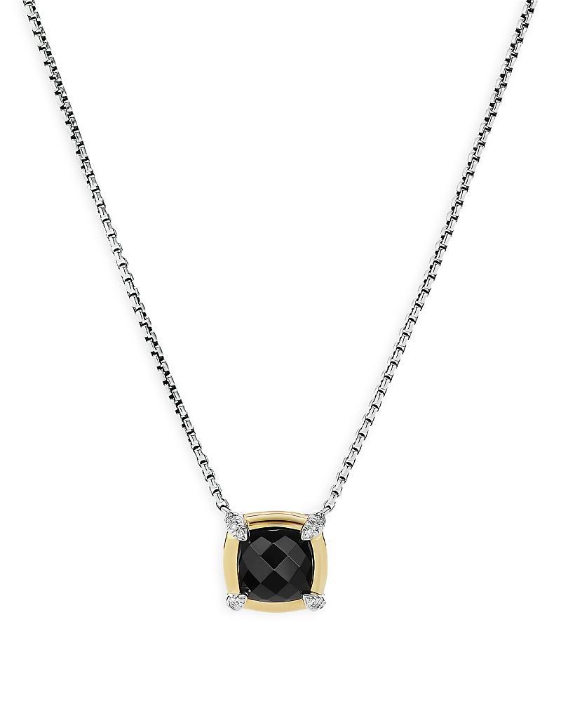 Womens Petite Chtelaine Pendant Necklace With 18K Gold Bezel & Pav Diamonds Product Image