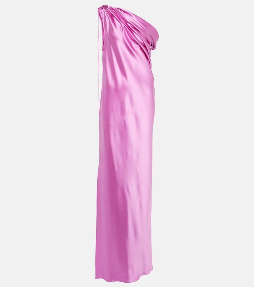 Elegante Opera One-shoulder Silk Gown In Pink Product Image