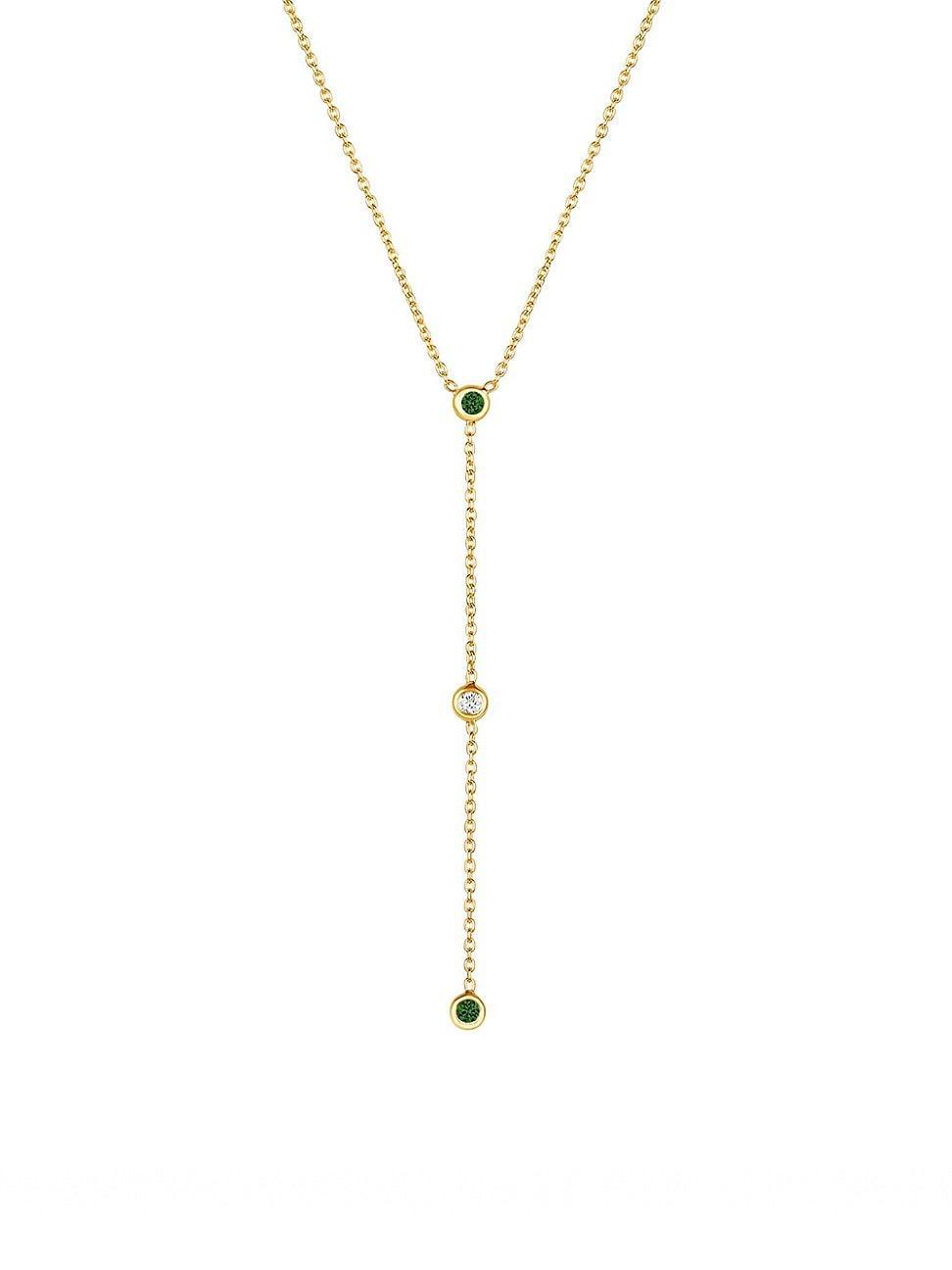 Womens By The Yard 14K Yellow Gold, Emerald & 0.3 TCW Diamond Lariat Necklace Product Image