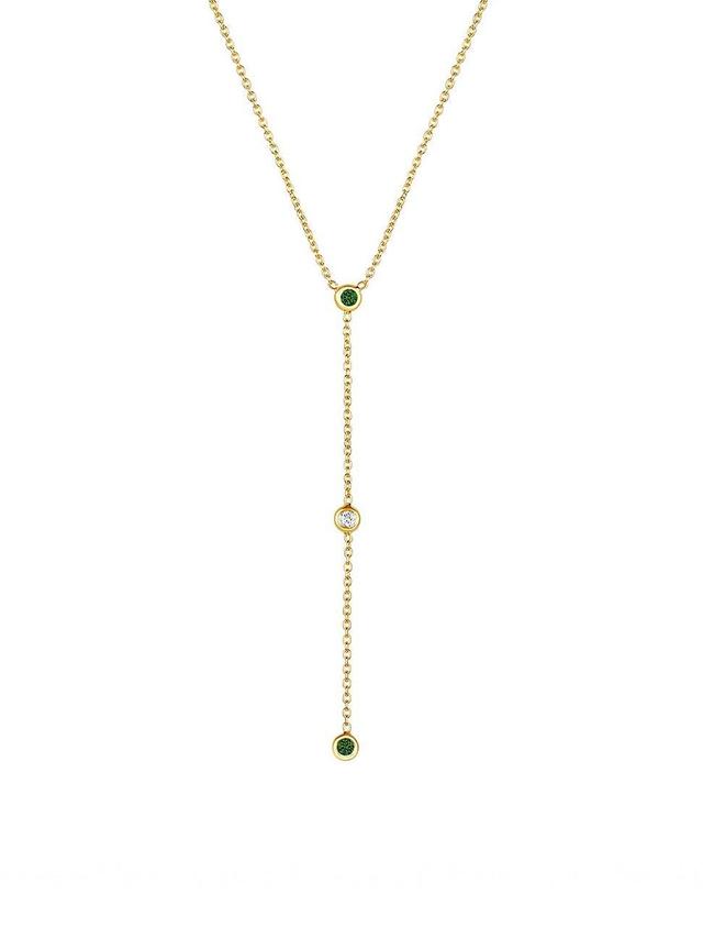 Womens By The Yard 14K Yellow Gold, Emerald & 0.3 TCW Diamond Lariat Necklace Product Image