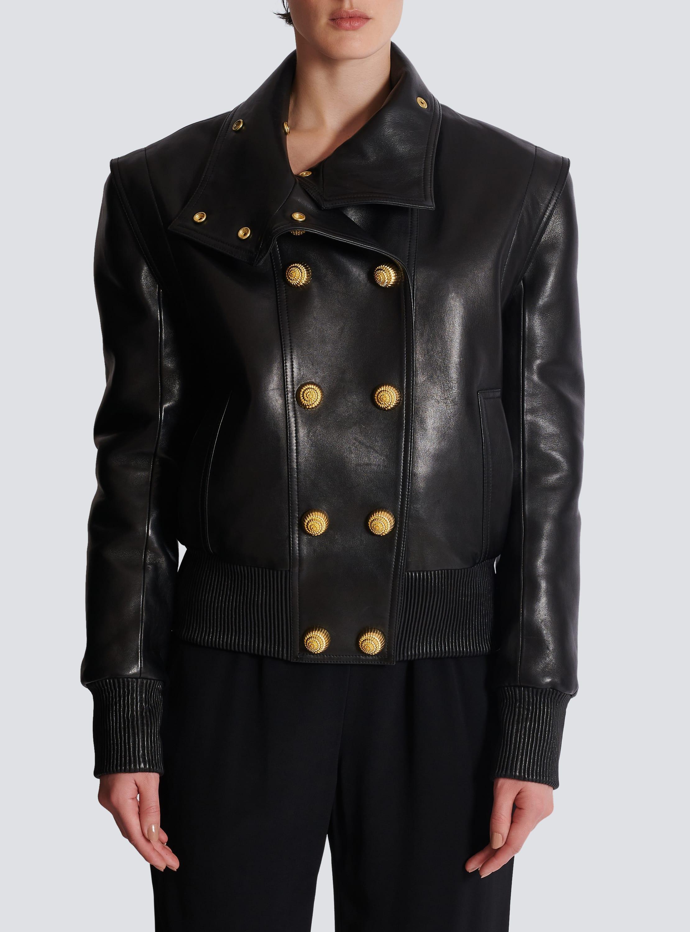 Lambskin leather aviator jacket with stand-up collar Product Image