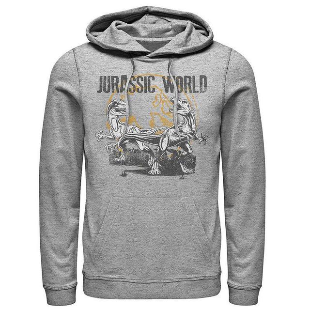 Mens Jurassic World Distressed Raptor Battle Hoodie Athletic Grey Product Image