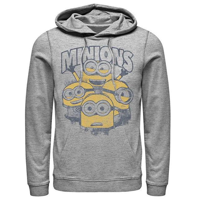 Mens Despicable Me Minions Group Pullover Hoodie Athletic Grey Product Image