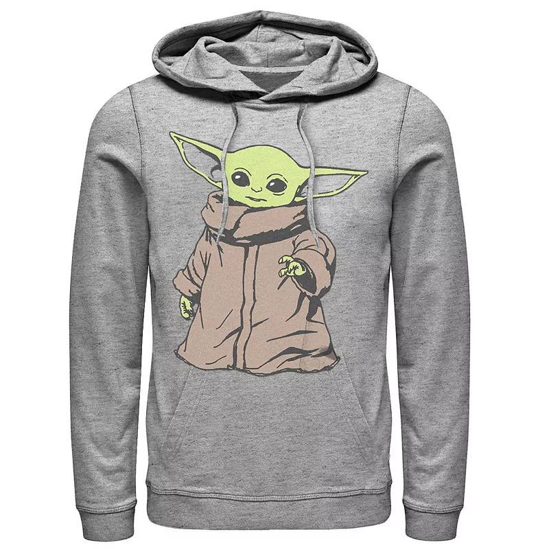 Mens The Mandalorian Grogu Comic-Book Style Graphic Hoodie Athletic Grey Product Image