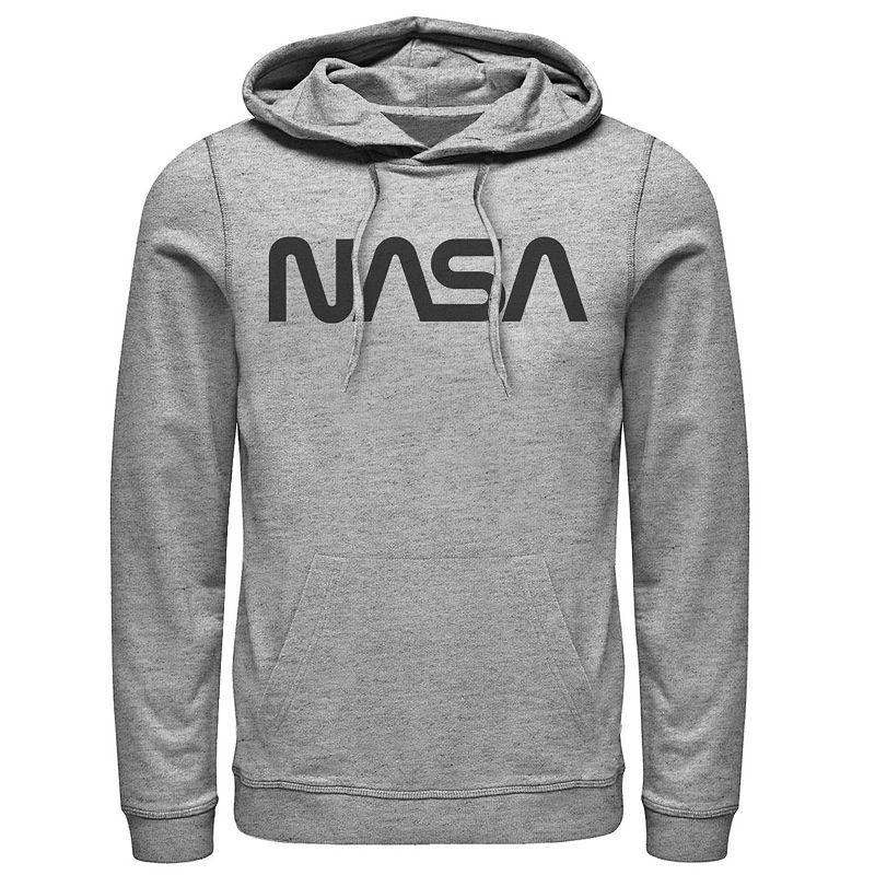 Mens NASA Simple Text Logo Graphic Hoodie Athletic Grey Product Image