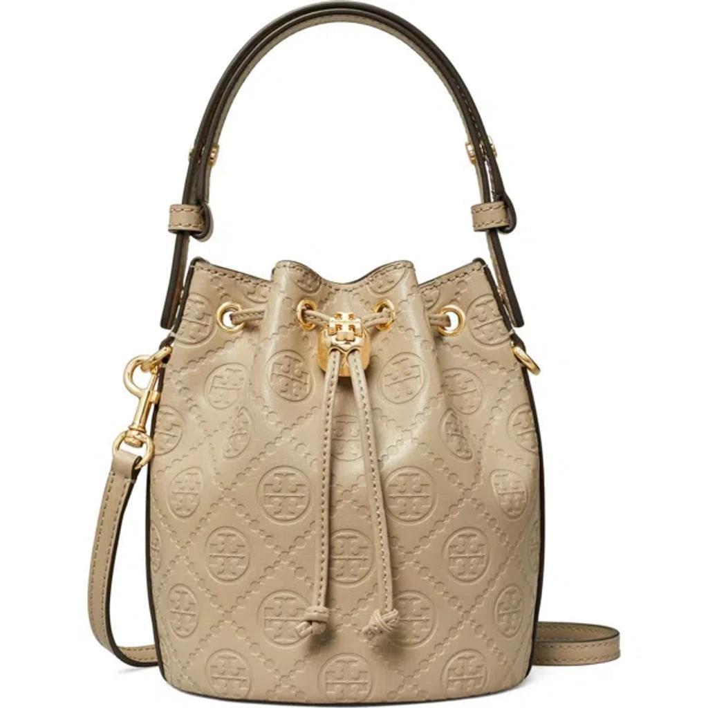 Mini T Monogram Leather Bucket Bag In Neutrals Product Image