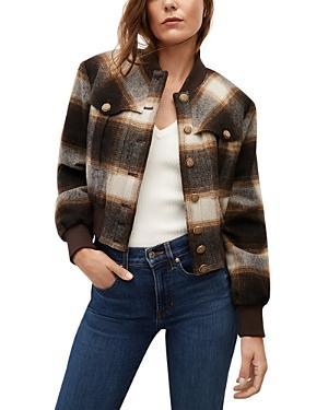 Veronica Beard Stanley Plaid Wool Blend Bomber Jacket Product Image