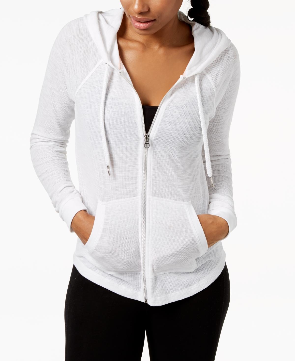 Calvin Klein Calvin Klein Women's Premium Performance Ruched Long Sleeve Zip Up Hoodie (Standard and Plus) Women's Jacket Product Image