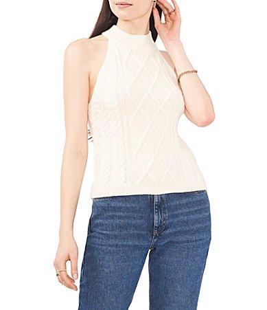 1.state Womens Sleeveless Cable-Knit Halter Sweater Product Image