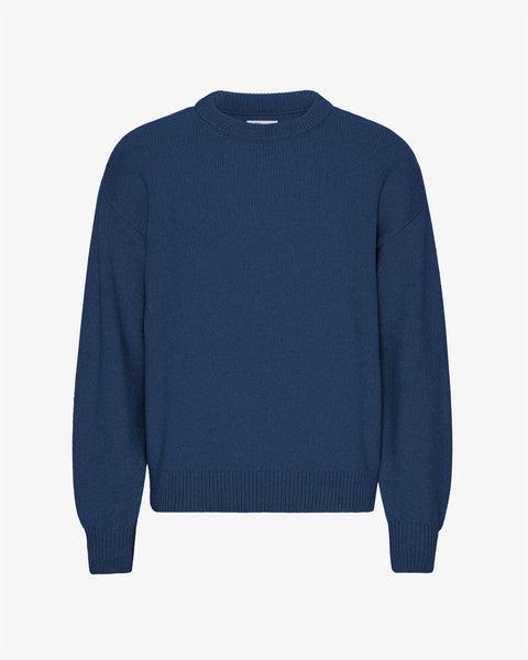 Oversized Merino Wool Crew - Marine Blue Product Image