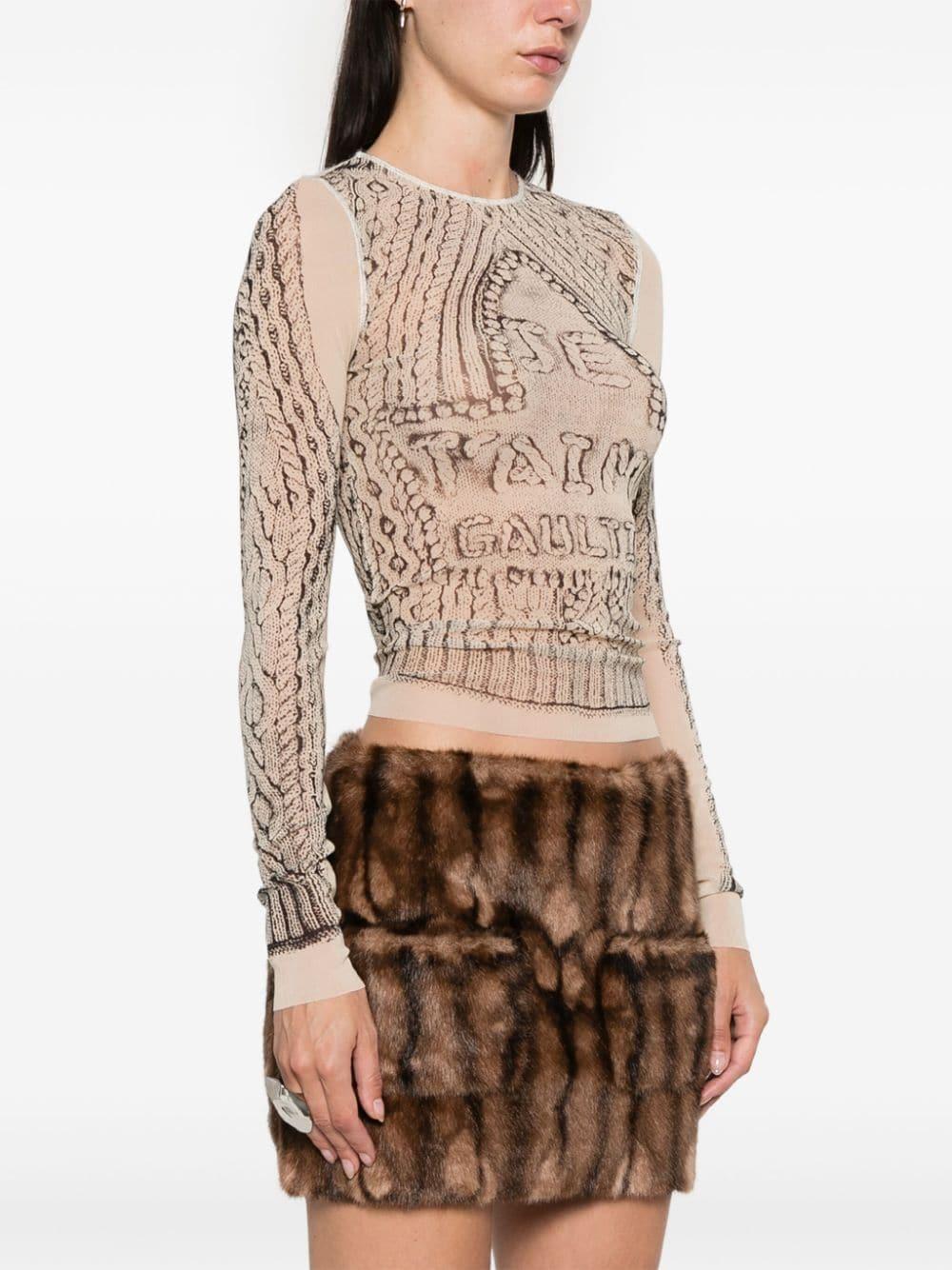 trompe l&apos;oeil-print mesh top  Product Image