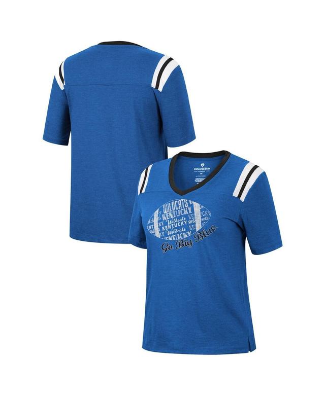 Womens Colosseum Heathered Royal Kentucky Wildcats 15 Min Early Football V-Neck T-shirt Product Image