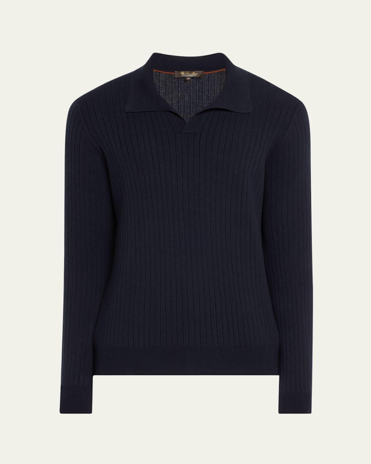 Mens Lexington Baby Cashmere Ribbed Polo Sweater Product Image