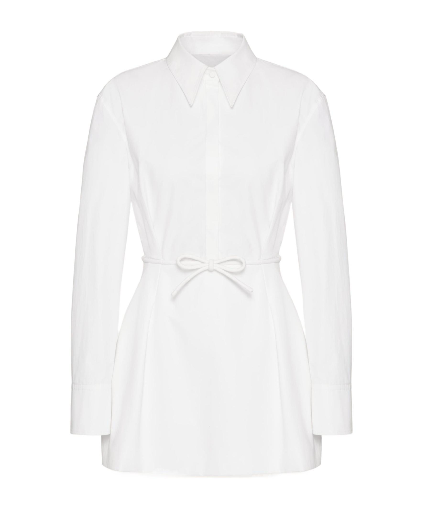 VALENTINO Belted Cotton-poplin Shirt Dress In White Product Image