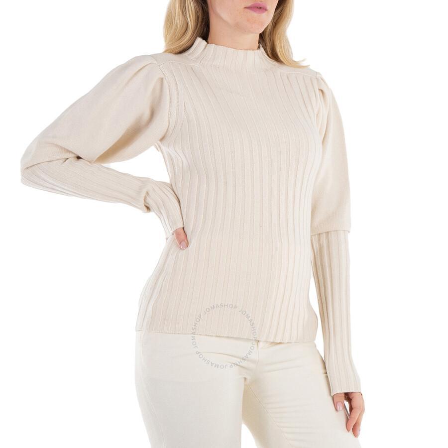 CHLOÉ Chloe Ladies White Powder Mock Neck Ribbed Sweater Product Image