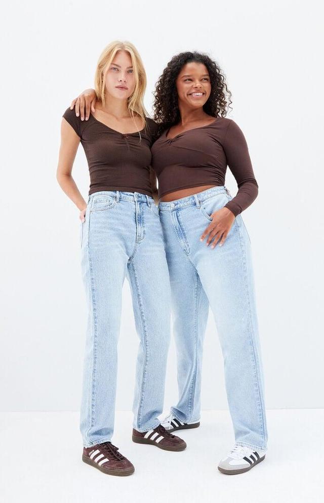 Women's Stretch Light Indigo Curve Dad Jeans Product Image