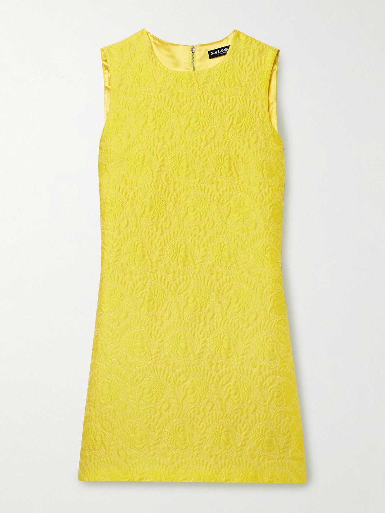 DOLCE & GABBANA Matelasse Fiori Jacquard Mini Dress In Yellow Product Image