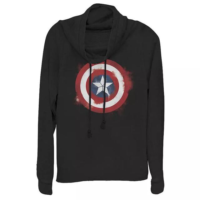 Juniors Marvel Avengers Endgame Spray Paint Captain America Cowlneck Graphic Lightweight Long Sleeve, Girls Product Image