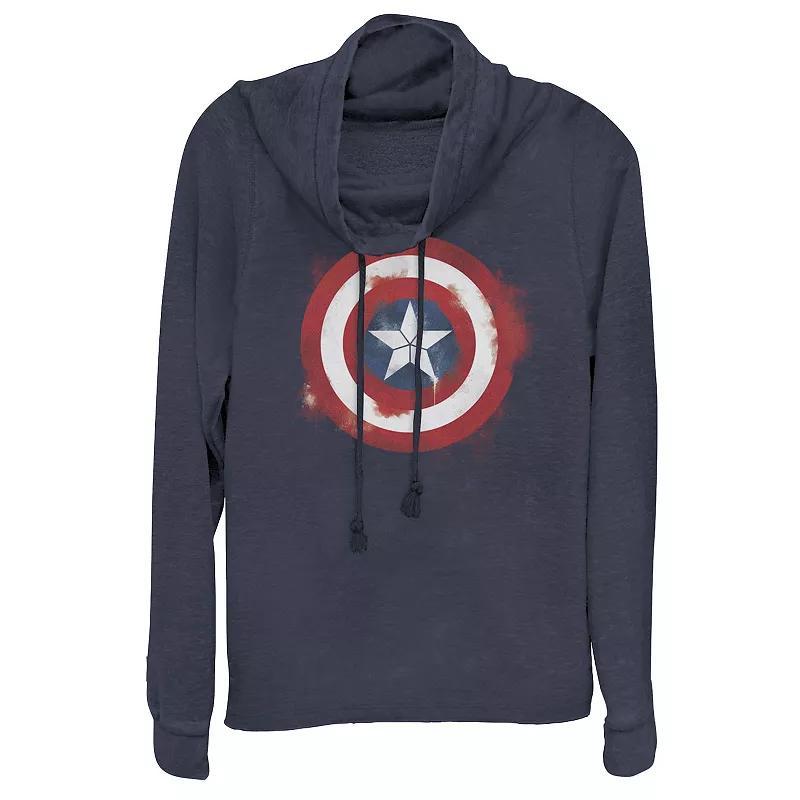 Juniors Marvel Avengers Endgame Spray Paint Captain America Cowlneck Graphic Lightweight Long Sleeve, Girls Product Image