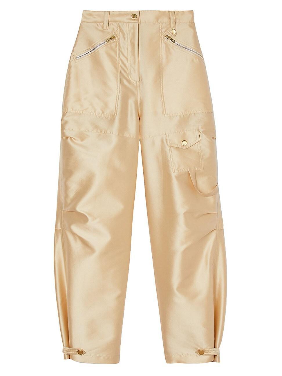 Womens Satin-Effect Cargo Trousers Product Image