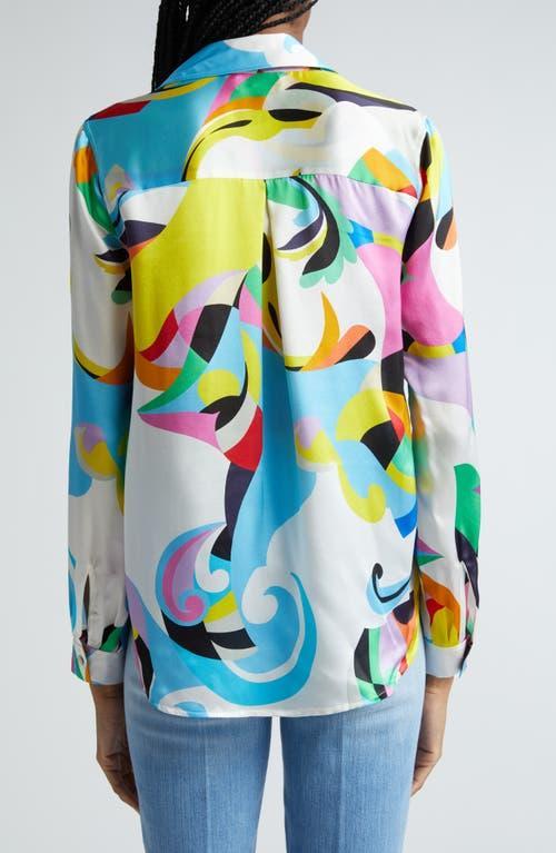 L AGENCE L'agence Tyler Kaleidoscope Silk Button-up Shirt In Small Multi Kaleidoscope Product Image