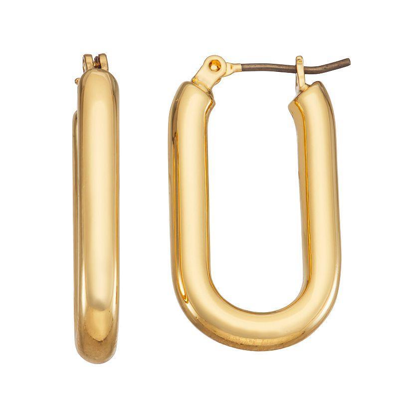 Nine West Gold Tone Long Hoop Earrings, Womens Product Image